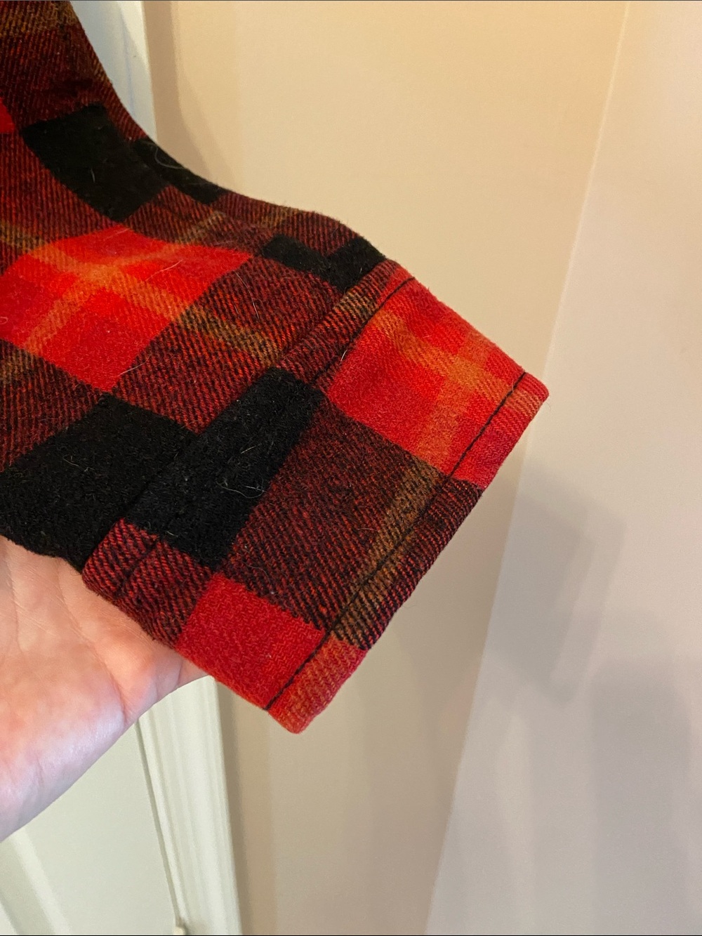Old Navy Red and Black Plaid Peacoat Jacket - Picture 3 of 3